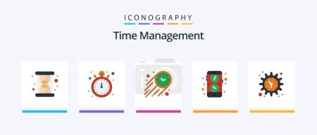 Illustration for Time Management Flat 5 Icon Pack Including time. gear. speed. watch. application. Creative Icons Design - Royalty Free Image
