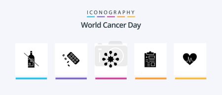 Illustration for World Cancer Day Glyph 5 Icon Pack Including world. health. pill. solidarity. cancer. Creative Icons Design - Royalty Free Image