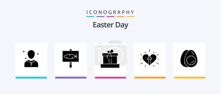 Ilustración de Easter Glyph 5 Icon Pack Including easter. celebration. holiday. heart. nature. Creative Icons Design - Imagen libre de derechos