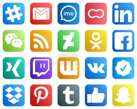 Ilustración de 20 Versatile Social Media Icons such as deviantart. rss. peanut. messenger and professional icons. Minimalist and customizable - Imagen libre de derechos