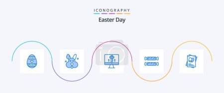 Illustration for Easter Blue 5 Icon Pack Including eggs. passpoet. screen. holiday. candy - Royalty Free Image