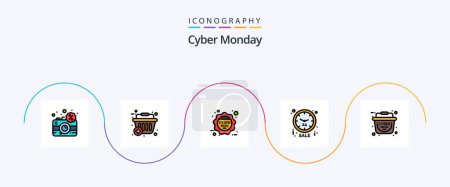 Illustration for Cyber Monday Line Filled Flat 5 Icon Pack Including basket. discount. shopping basket. cyber. sale - Royalty Free Image