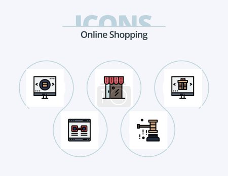 Illustration for Online Shopping Line Filled Icon Pack 5 Icon Design. online. business. payment. valentine. product - Royalty Free Image