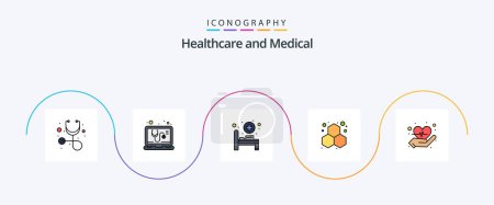 Illustration for Medical Line Filled Flat 5 Icon Pack Including . heart. hospital bed. care. laboratory - Royalty Free Image