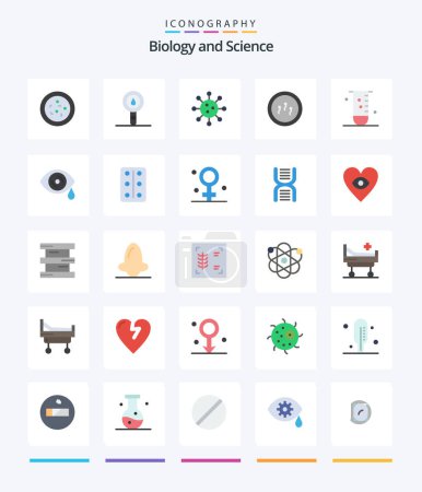 Ilustración de Creative Biology 25 Flat icon pack  Such As eye. science. biology. laboratory. glassware - Imagen libre de derechos