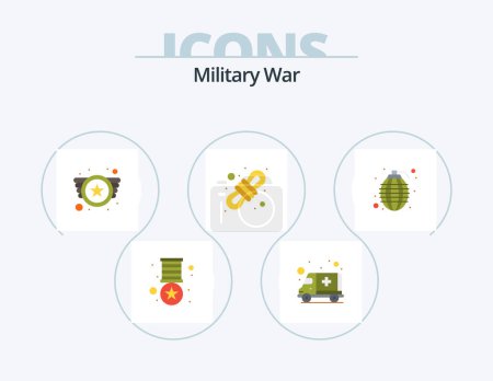 Illustration for Military War Flat Icon Pack 5 Icon Design. weapon. bomb. army. camping - Royalty Free Image