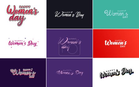 Téléchargez les illustrations : International Women's Day vector hand written typography background with a bold. vibrant style - en licence libre de droit
