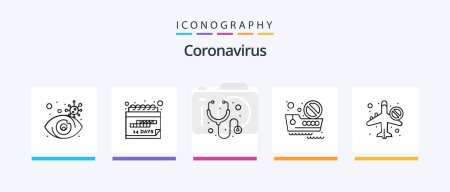 Illustration for Coronavirus Line 5 Icon Pack Including consult. schedule. protect. quarantine. date. Creative Icons Design - Royalty Free Image