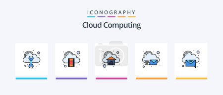 Téléchargez les illustrations : Cloud Computing Line Filled 5 Icon Pack Including data. computing. storage. cloud. Creative Icons Design - en licence libre de droit