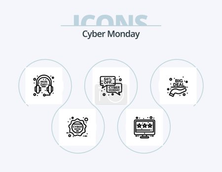 Ilustración de Cyber Monday Line Icon Pack 5 Icon Design. discount. shopping. timer. sale. sale - Imagen libre de derechos