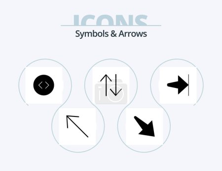 Illustration for Symbols and Arrows Glyph Icon Pack 5 Icon Design. . . enlarge. finish. arrow - Royalty Free Image