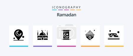 Téléchargez les illustrations : Ramadan Glyph 5 Icon Pack Including lunch . food . ramadan. dates . holy. Creative Icons Design - en licence libre de droit