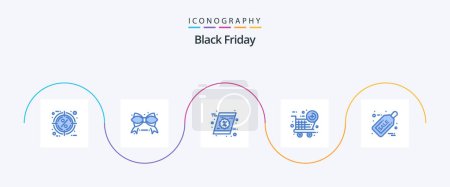 Illustration for Black Friday Blue 5 Icon Pack Including christmas. new item. sale. new item. shopping - Royalty Free Image