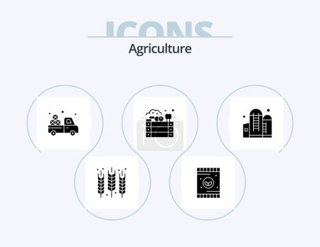 Téléchargez les illustrations : Agriculture Glyph Icon Pack 5 Icon Design. agriculture. farm. soil. apples. agriculture - en licence libre de droit