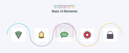 Illustration for Basic Ui Elements Line Filled Flat 5 Icon Pack Including . lock. chating. unlock. gear - Royalty Free Image