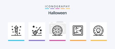 Ilustración de Halloween Line 5 Icon Pack Including ghost. worm. trident. spooky. halloween. Creative Icons Design - Imagen libre de derechos