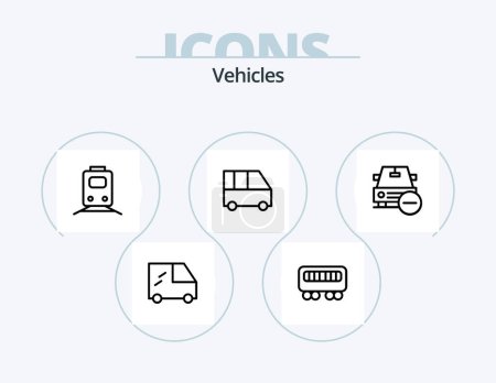 Illustration for Vehicles Line Icon Pack 5 Icon Design. bicycle. transportation. construction. train. rail - Royalty Free Image