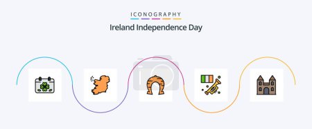Illustration for Ireland Independence Day Line Filled Flat 5 Icon Pack Including trumpet. instrument. festival. horn. patricks - Royalty Free Image