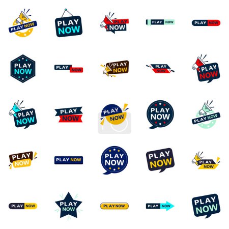Ilustración de 25 Diverse Play Now Banners to Promote Your Products or Services - Imagen libre de derechos