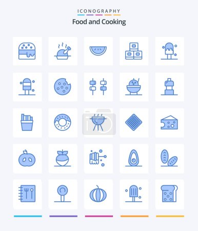 Téléchargez les illustrations : Creative Food 25 Blue icon pack  Such As sweet. food. food. food. ice - en licence libre de droit