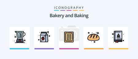 Ilustración de Baking Line Filled 5 Icon Pack Including baked. cake. baked. baking. dish. Creative Icons Design - Imagen libre de derechos