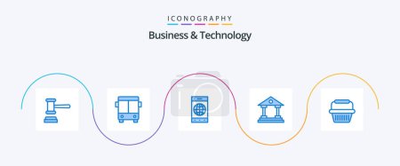 Téléchargez les photos : Business and Technology Blue 5 Icon Pack Including cart. finance. browser. court. bank - en image libre de droit