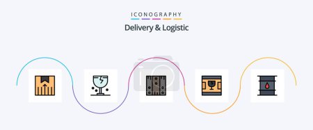 Téléchargez les illustrations : Delivery And Logistic Line Filled Flat 5 Icon Pack Including glass. broken. logistic. wood. logistic - en licence libre de droit