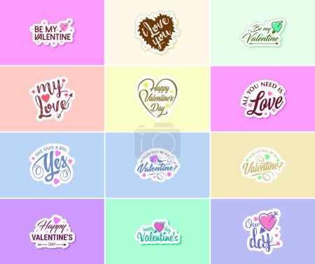 Illustration for Love Lettering Stickers for the Most Romantic Day of the Year - Royalty Free Image
