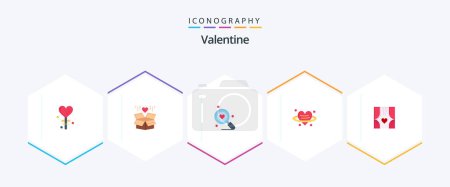 Téléchargez les illustrations : Valentine 25 Flat icon pack including search. day. love. valentines. surprize - en licence libre de droit