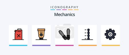 Illustration for Mechanics Line Filled 5 Icon Pack Including . summer. steering. Creative Icons Design - Royalty Free Image