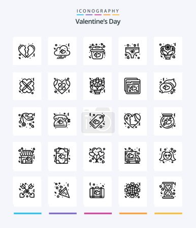 Illustration for Creative Valentines Day 25 OutLine icon pack  Such As love. bouquet. heart. underwear. love - Royalty Free Image