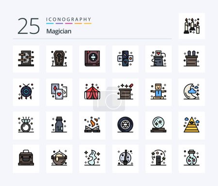 Illustration for Magician 25 Line Filled icon pack including hat. zodiac. book. tarot. astrology - Royalty Free Image