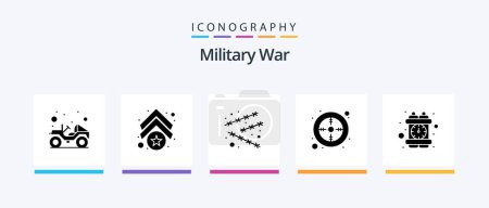 Ilustración de Military War Glyph 5 Icon Pack Including investigation. sight. border. point. aim. Creative Icons Design - Imagen libre de derechos