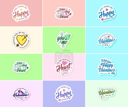Ilustración de Valentine's Day: A Time for Love and Beautiful Graphic Design Stickers - Imagen libre de derechos