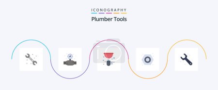 Illustration for Plumber Flat 5 Icon Pack Including adjustable. plumber. pipe. nut. siphon - Royalty Free Image