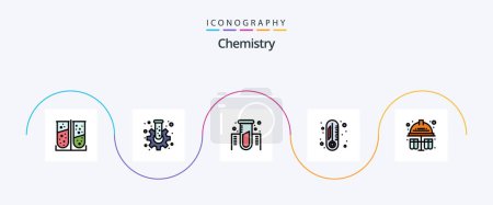 Illustration for Chemistry Line Filled Flat 5 Icon Pack Including chemical. test. chemistry. thermometer. chemistry - Royalty Free Image