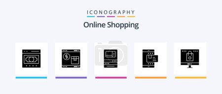 Photo for Online Shopping Glyph 5 Icon Pack Including payment. ecommerce. shopping. withdraw. machine. Creative Icons Design - Royalty Free Image