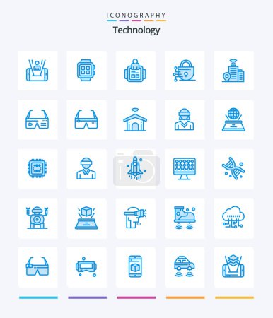 Ilustración de Creative Technology 25 Blue icon pack  Such As wifi. technology. watch. lock. technology - Imagen libre de derechos