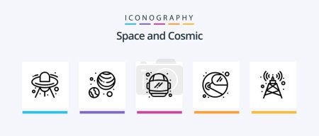 Illustration for Space Line 5 Icon Pack Including . orbit. space. moon. system. Creative Icons Design - Royalty Free Image