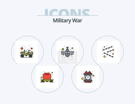 Illustration for Military War Line Filled Icon Pack 5 Icon Design. bomb. war. army. shoot. bullets - Royalty Free Image