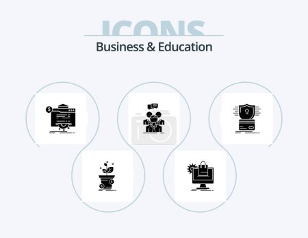 Illustration for Business And Education Glyph Icon Pack 5 Icon Design. meeting. group. services. website. globe - Royalty Free Image