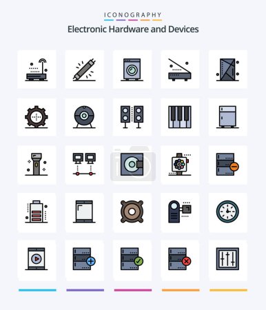 Téléchargez les illustrations : Creative Devices 25 Line FIlled icon pack  Such As technology. gadget. hardware. devices. outline - en licence libre de droit
