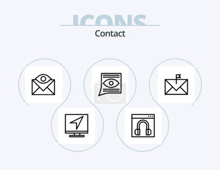 Illustration for Contact Line Icon Pack 5 Icon Design. contact us. call. email. online. email - Royalty Free Image