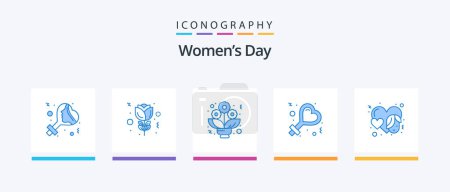 Illustration for Womens Day Blue 5 Icon Pack Including . event. flower. women. woman. Creative Icons Design - Royalty Free Image