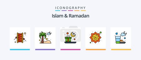 Illustration for Islam And Ramadan Line Filled 5 Icon Pack Including muslim. islam. decoration. iftaar time. evening. Creative Icons Design - Royalty Free Image