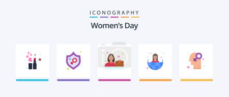 Illustration for Womens Day Flat 5 Icon Pack Including gender. world. business. women. business. Creative Icons Design - Royalty Free Image