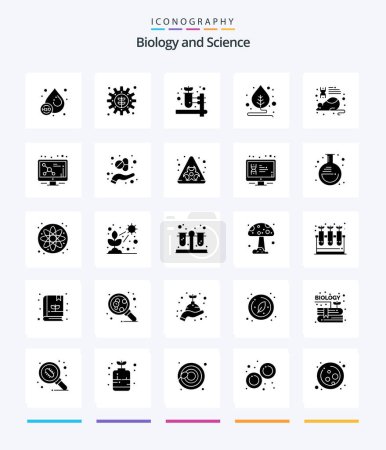 Téléchargez les illustrations : Creative Biology 25 Glyph Solid Black icon pack  Such As research. laboratory. herbal pharmacy. education. motivation - en licence libre de droit