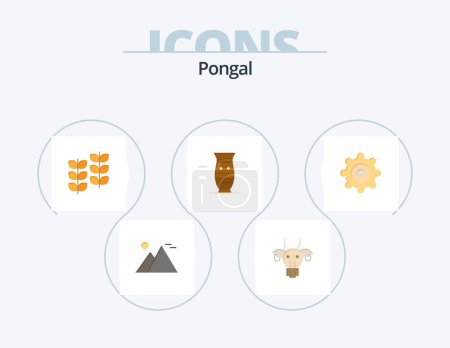 Illustration for Pongal Flat Icon Pack 5 Icon Design. india. culture. indian. ceramic. plant - Royalty Free Image