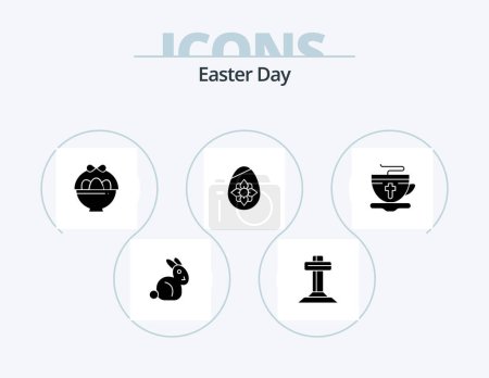 Illustration for Easter Glyph Icon Pack 5 Icon Design. hot. cup. egg. tea. easter egg - Royalty Free Image