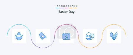 Illustration for Easter Blue 5 Icon Pack Including face. animal. calender. holiday. egg - Royalty Free Image